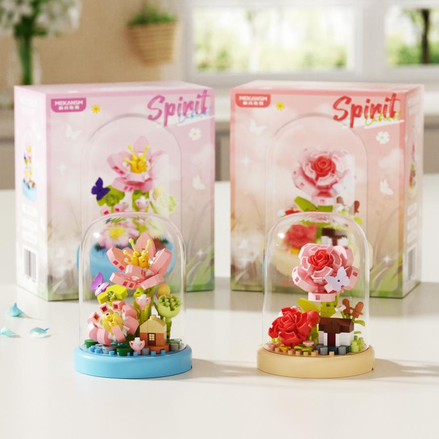Bunte Mini-Blumen Haus Bausteine Mikro-Steine Pädagogisches Kinderspielzeug Geschenke für Weihnachten Neujahr Ornamente