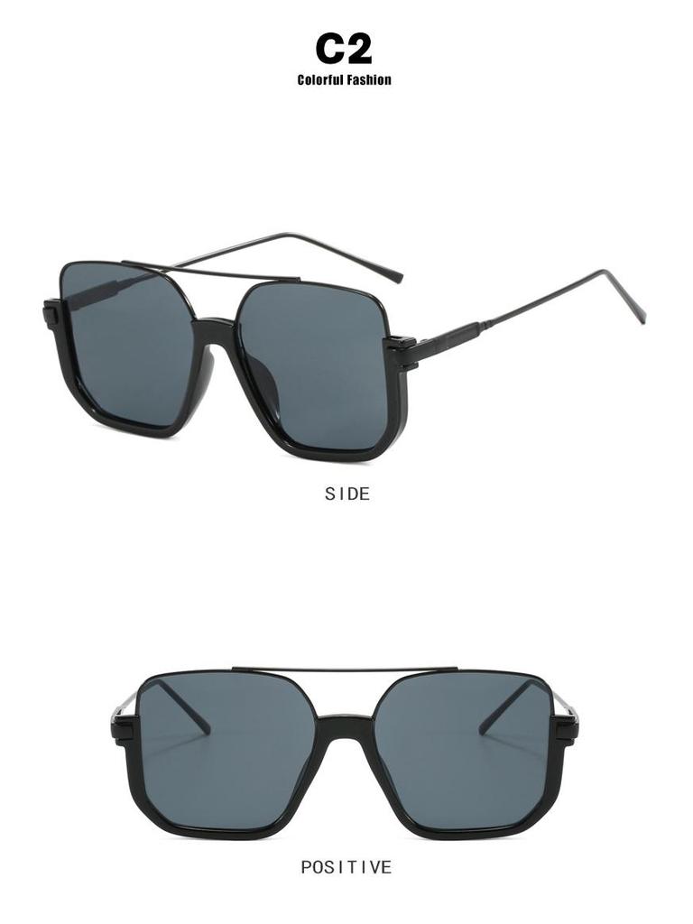 2023 Korean Style Retro Large Frame Double Bridge UV Protection Sunglasses for Driving.