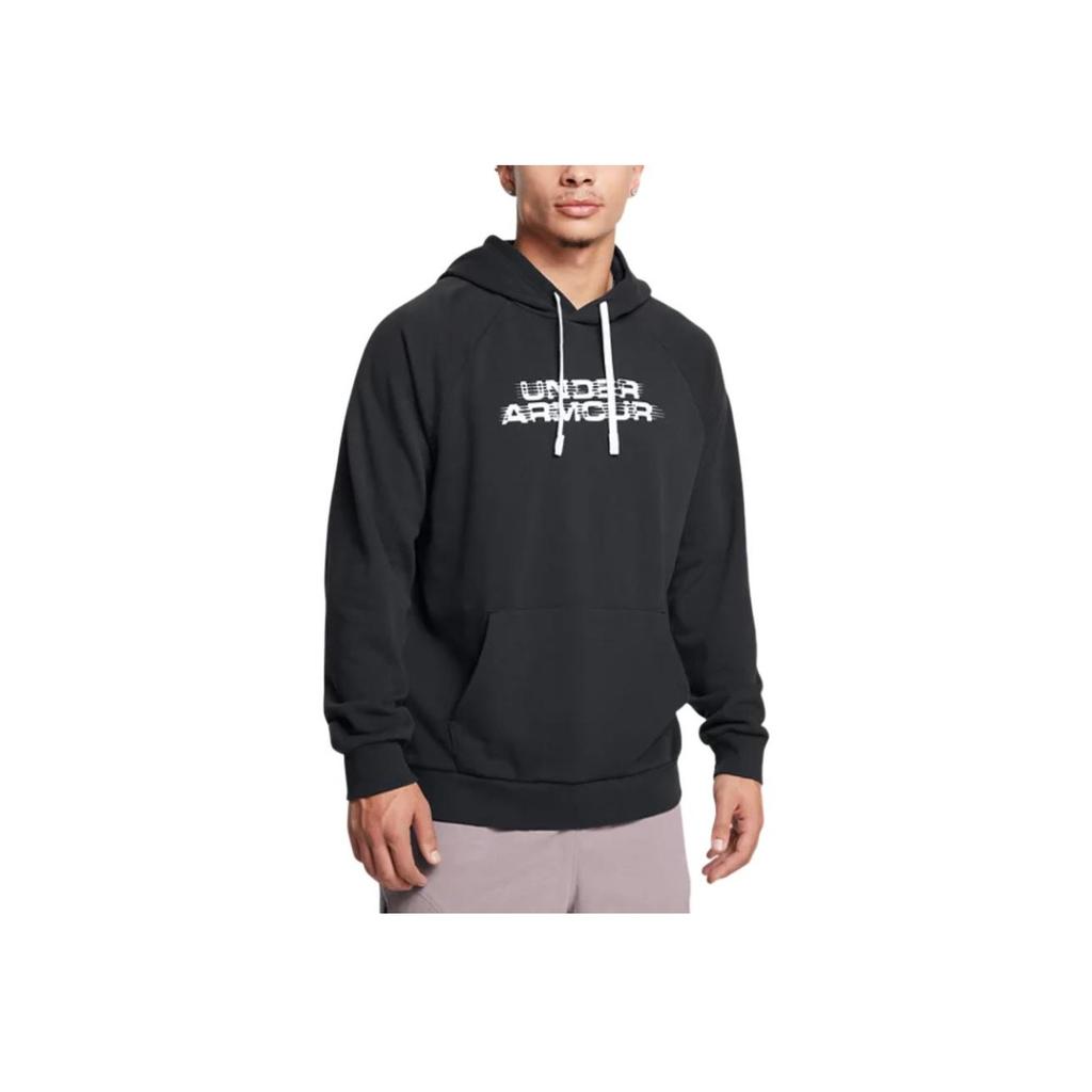 Under Armour Rival Fleece Loose Fit Soft Comfortable Hoodie Men Hoodies Black White 1389428-001