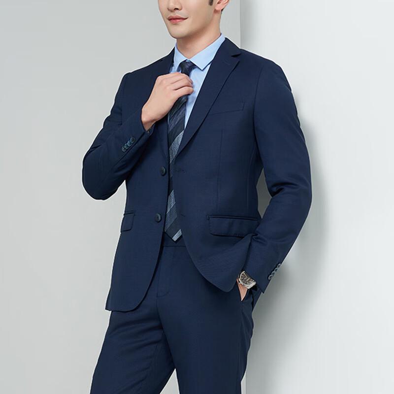 

Troyman Navy Blue Wool Business Suit Set L
