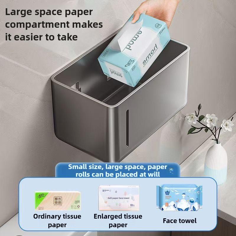 Punch-free Waterproof Tissue Box Gun Gray Bathroom Storage Rack Toilet Roll Paper Box Toilet Paper Box Wall-mounted