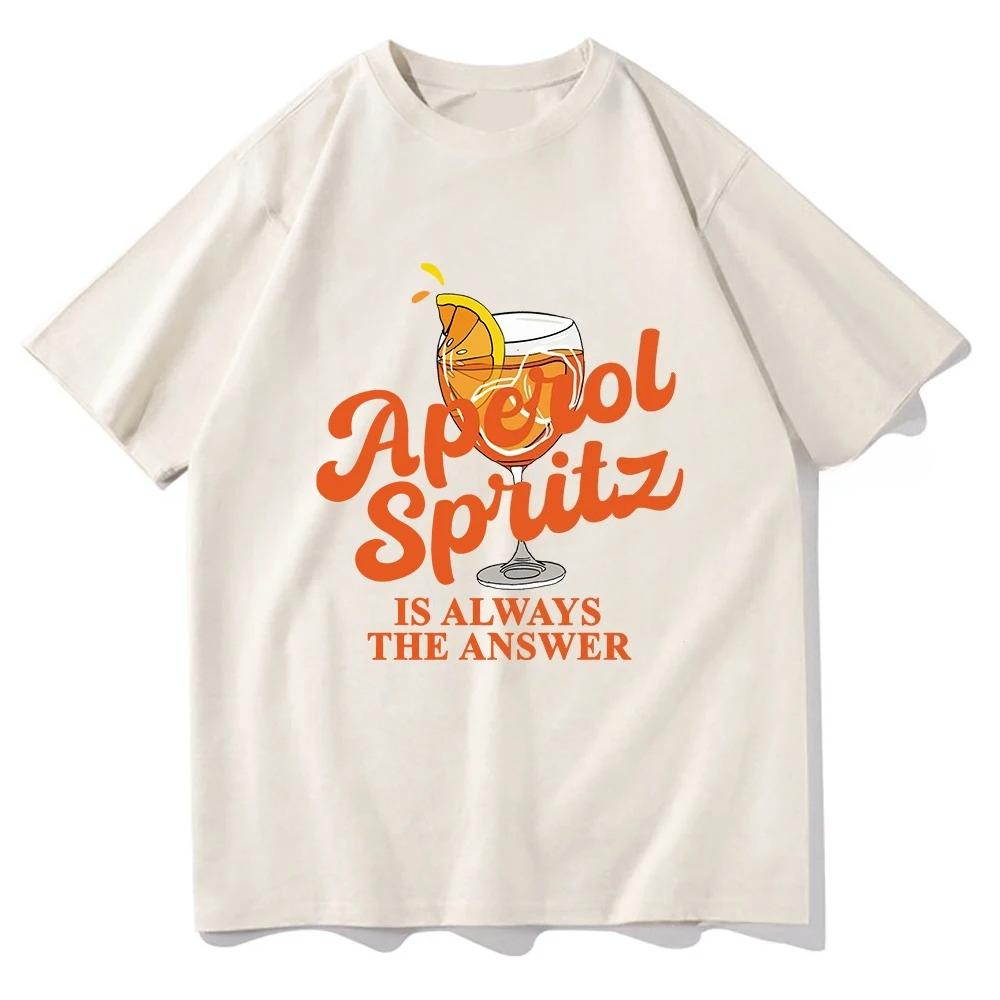 Aperol Spritz Is Always The Answer Tshirt 2025 Funny Men/Women Clothing Harajuku Tshirt Unisex Vintage Cotton Tops Streetwear