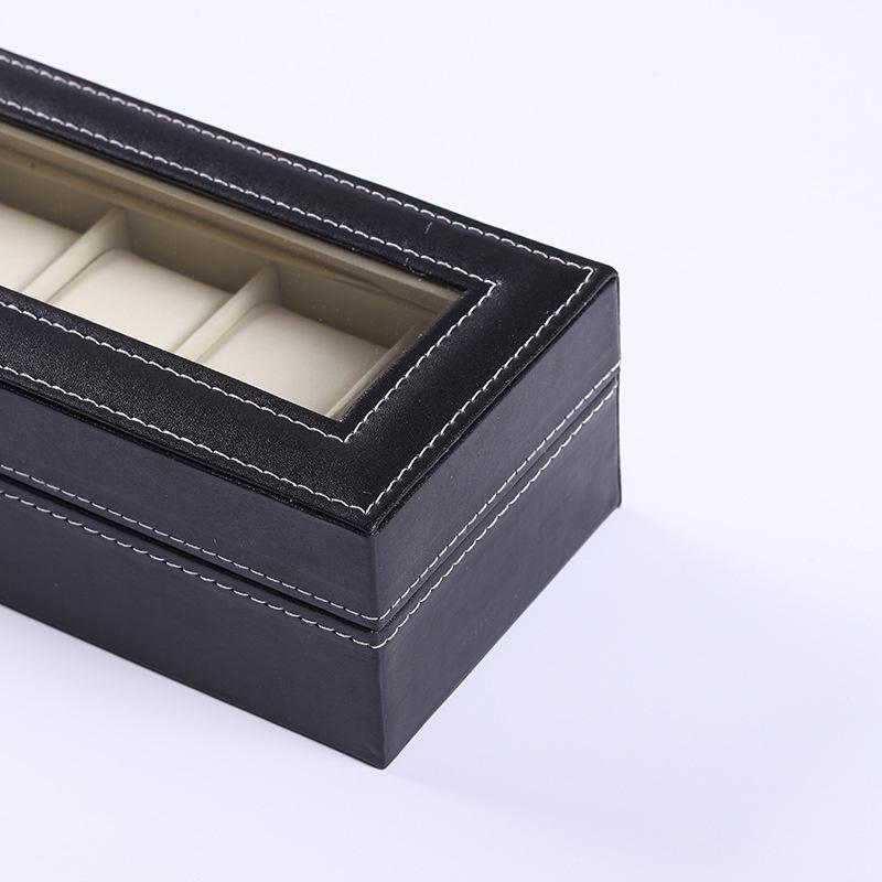6Grid Slots Jewelry Watches Display Storage Box Case Pu Leather Display Holder