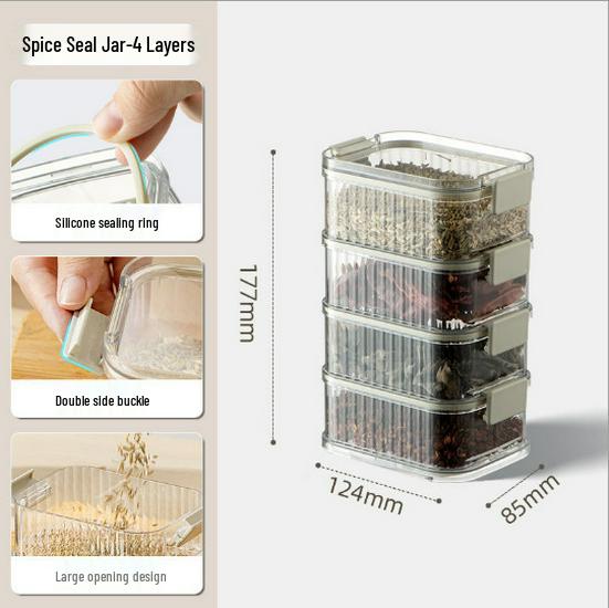 Kitchen Seasoning Storage Box Set - Food Grade Spices and Chili Sealed Jars