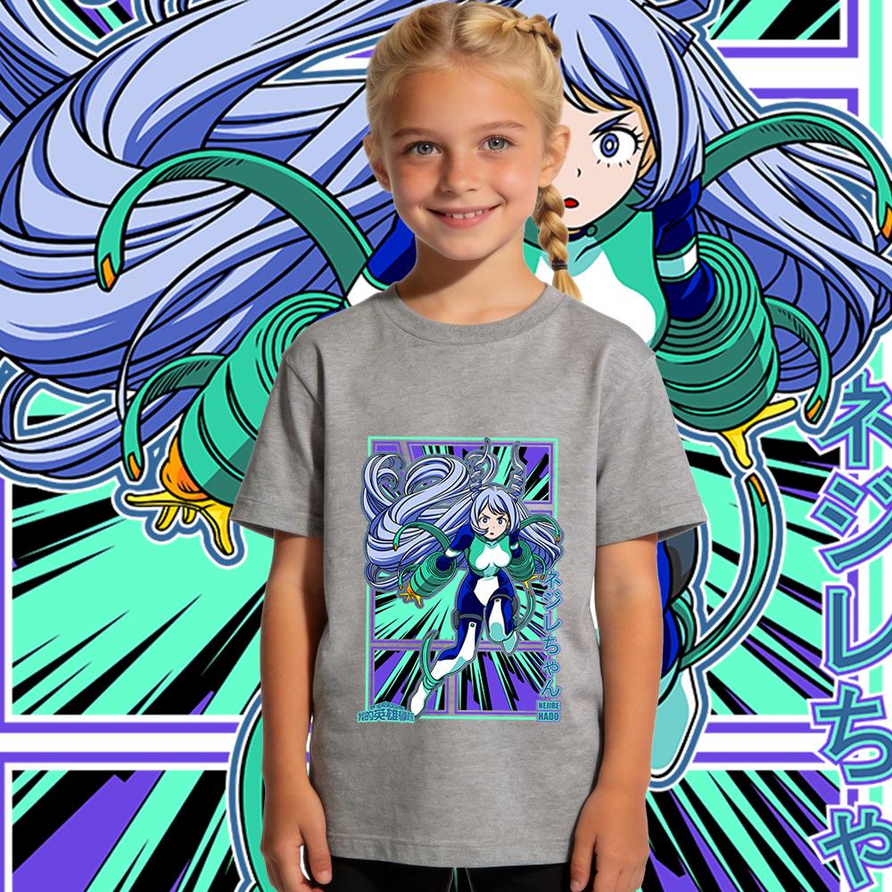 My Hero Academia Nejire Hado Anime Printed Cotton T Shirt for Boys and Girls Kids Casual Wear Short Sleeve Summer Top