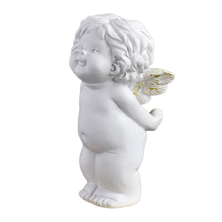 Embracing Heart Baby Angelic Figurine Resins Sweet Cherub Holding Heart Sculpture Statue Ornament for Home or Office