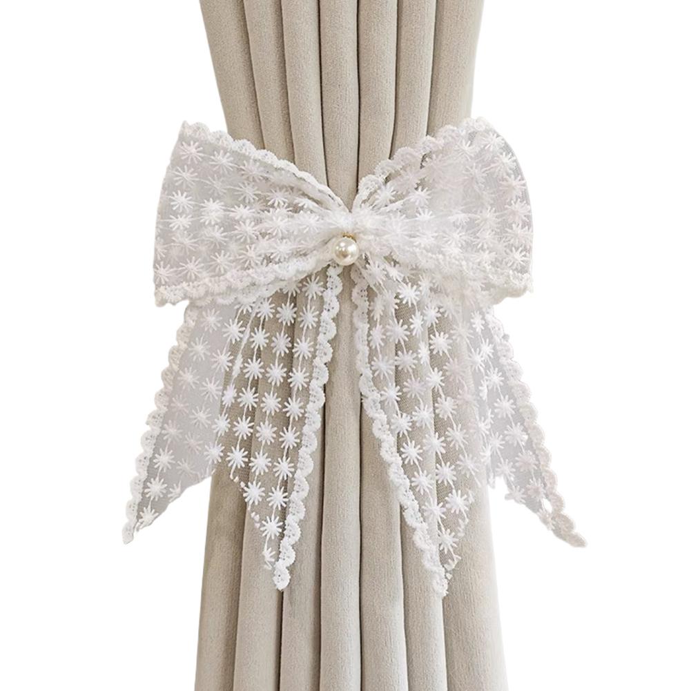 Curtain Tieback Beautiful Bow Lace Holder Hook Buckle Fashion Decorative Pretty Clip Polyester S8K5