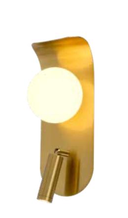 Pati - Modern Wall Lamp 31cm Gold Brass + Milky Ball