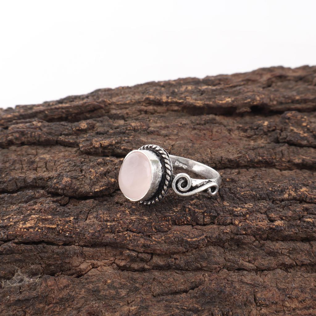 Rose Quartz Jewelry, 925 Solid Sterling Silver Ring, Handmade Gemstone Jewelry Ring For Memorial Day