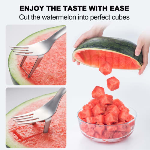 Choxila Watermelon Fork, Watermelon Slicer Cutter, 2-in-1 Fork Stainless Steel Fruit Cutting Artifact for Family Parties and Camping