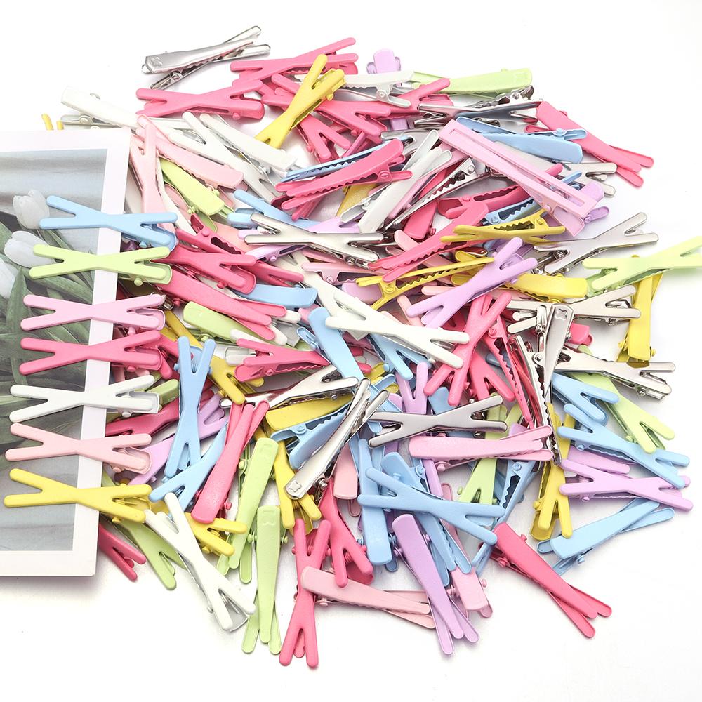 50pcs/lot Cute Metal Cross Hairpins Colorful Duckbill Clamp Girl Side Bangs Clip Hairpin For Jewelry Making Hair Accessories