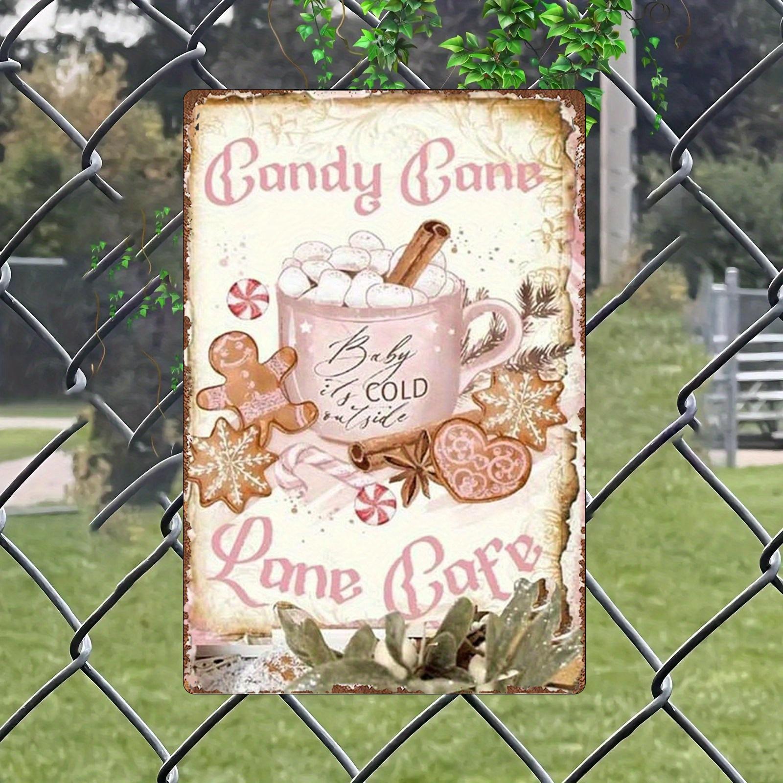 

Vintage Gingerbread Candy Cane Metal Wall Decor Sign Candy Cane Lane Cafe Rustic Victorian Winter Decoration with Ginger 20x30cm（7.8x11.8inch）