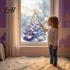 Colorful Tree Wall Art Stained Glass Style Christmas Static Window Cling Gradient Starry Sky Decorative Atmosphere Accents Xmas Sticker Reusable PVC