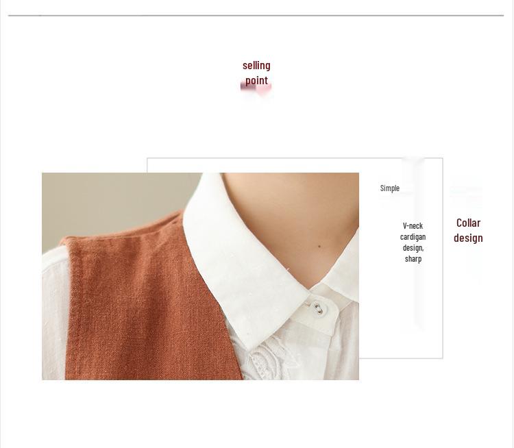 Women's 2026 Spring Retro Distressed V-Neck Button Vest, Short Artistic Cotton Linen Waistcoat, Solid Color Outerwear.