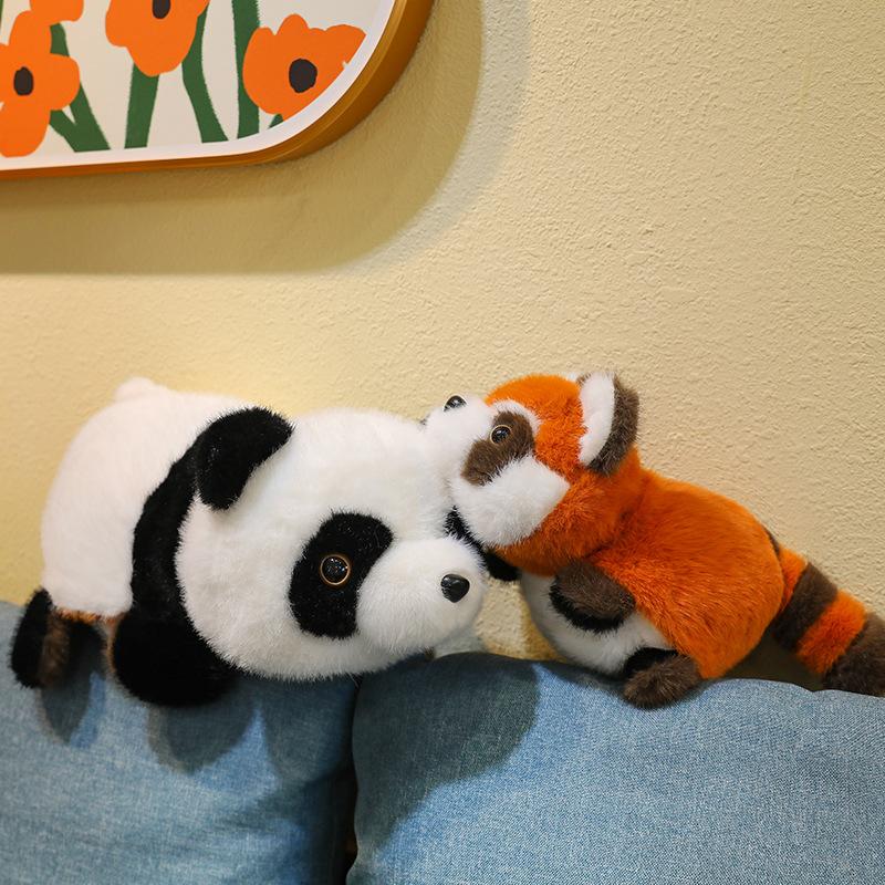 Funny Red Panda Doll Turns Into a Little Raccoon, Lying Down, Giant Panda Plush Toy, Flip Doll, Birthday Gift Girl