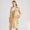 Women’s Trench Coat Cotton Double Breasted Belted Lapel Long Blazer Jacket Classic Lady’s Spring Winter Outwear