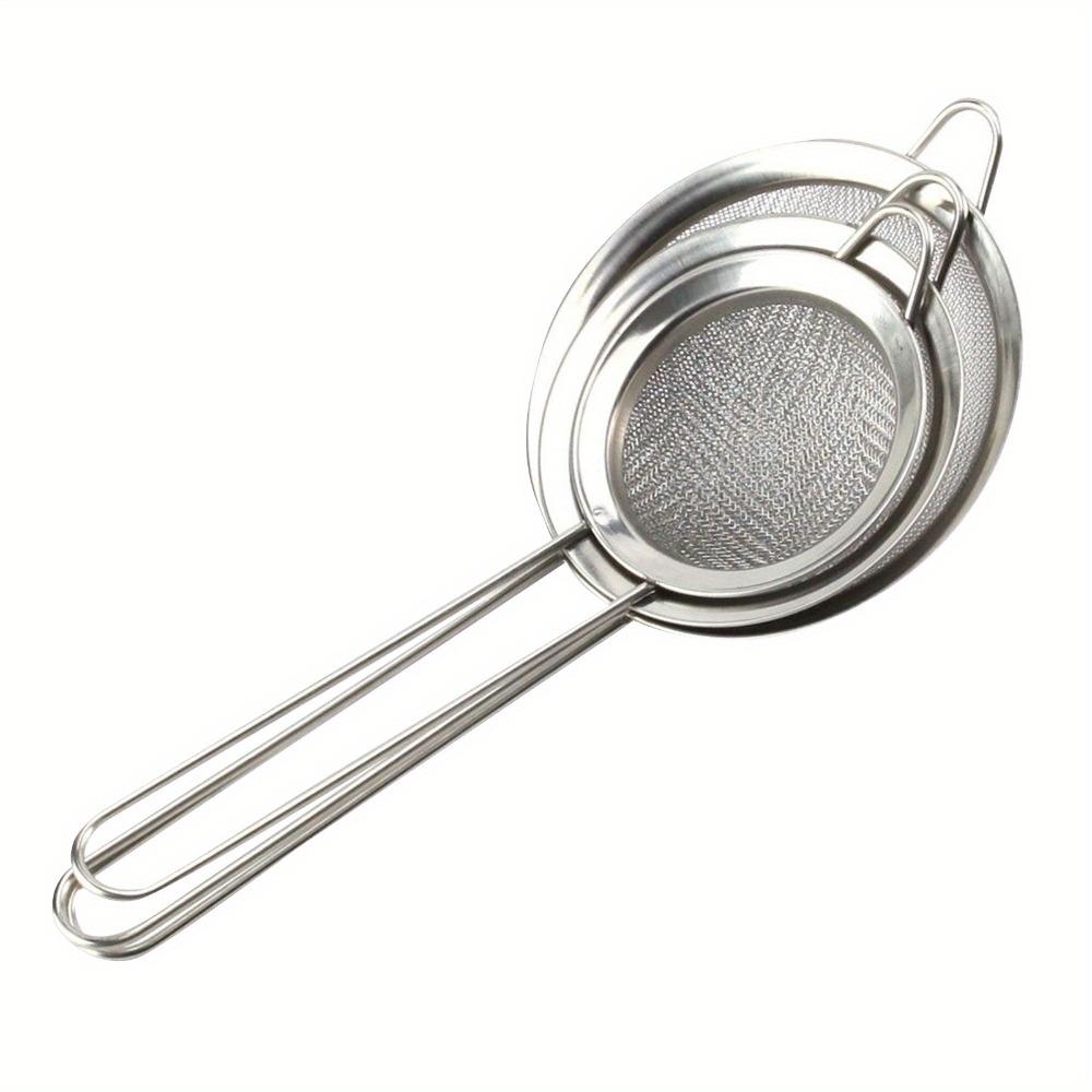 

Набор из 3 предметов, мелкоячеистая ложка-сито, наборы сит-дуршлагов из нержавеющей стали, многофункциональное пищевое сито с длинной ручкой 3pcs