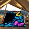 1pc Butterfly Print Outdoor Flannel Blanket , Machine Washable Perfect Gift for Birthday , Holiday Travel Accessory , Durable Material