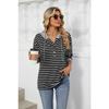 Autumn Women's Striped Clashing Colour Splicing Hooded Long Sleeve Loose Sweatshirt