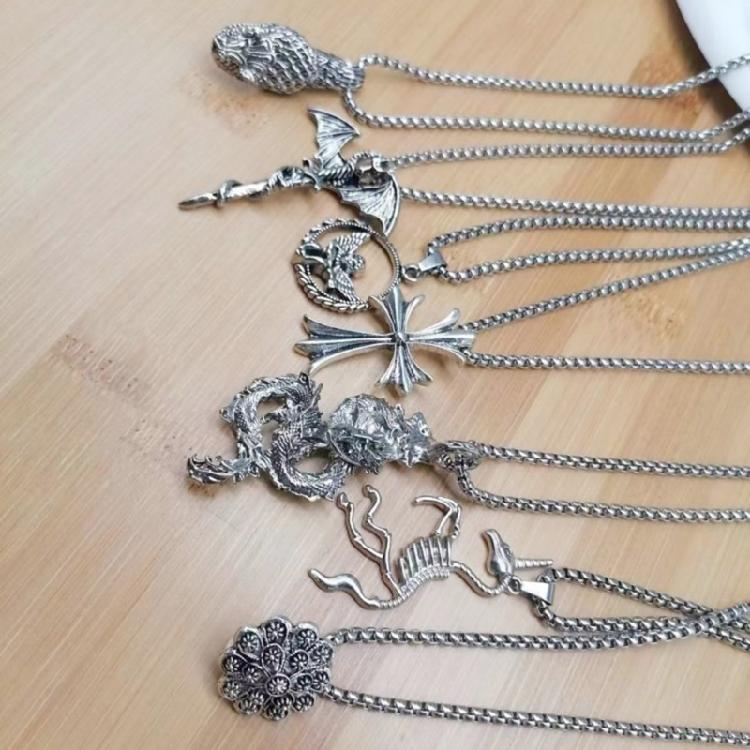 Metall Stahl Halskette für Männer mit einzigartigem Anhänger, Punk Style Kettenhalskette Verstellbarer Modeschmuck für Freund