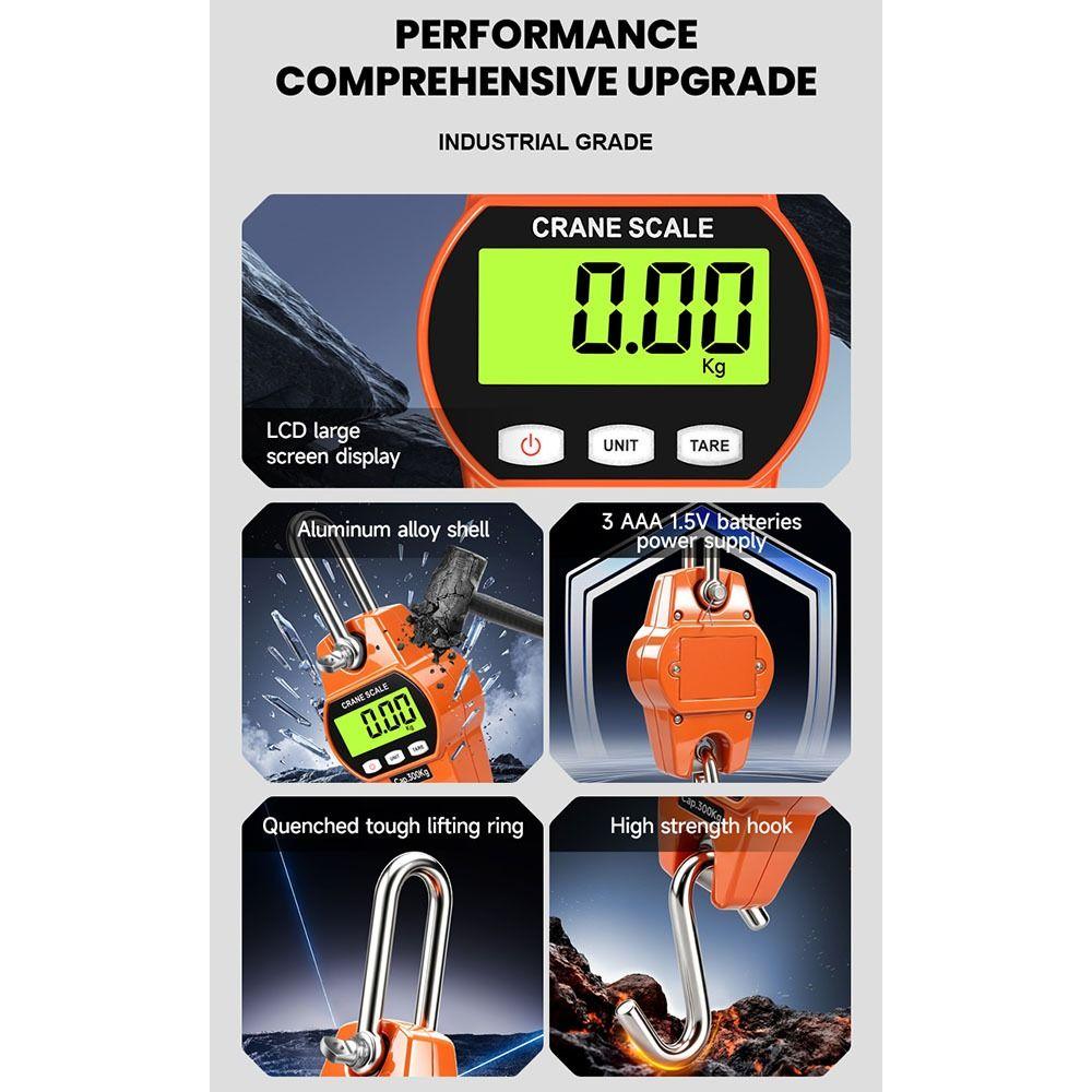 300/500KG Digital Hanging Scale LCD Screen Crane Scale Electronic Hook Scale Warehouse