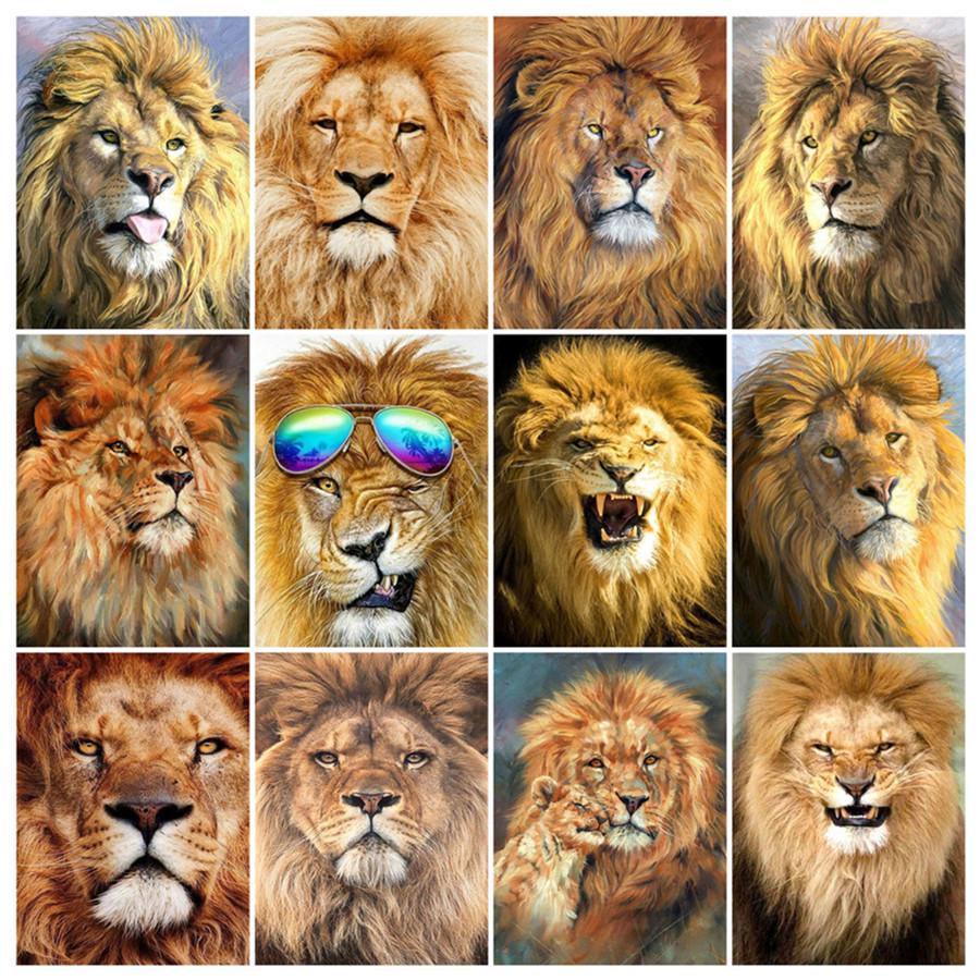 5D DIY full squareround diamond painting lion animal figure mosaic diamond embroidery crafts home decoration gift