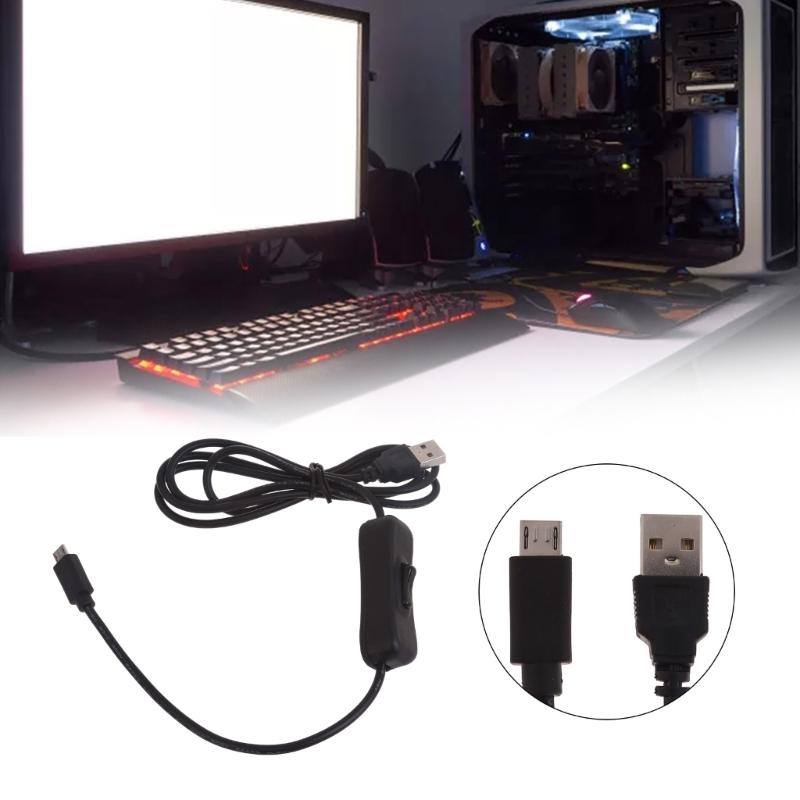 Convenient USB to Micro USB Charge Cable with Power Control Button for Tablet Office Desk Light Cooling Fan Bedside Lamp