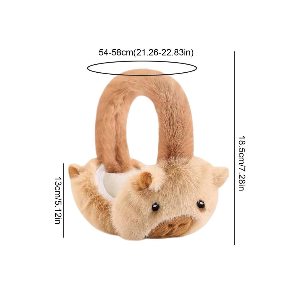 Winter Ear Muffs Plush Cartoon Capybara Earmuffs Foldable Winter Ear Covers for Outdoor Sports Skiing Snow Cold Weather