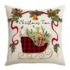 Christmas Pillow Cover Xmas Tree Wreath Print Pillowcase Washable Festive Decor Throw Pillow Case for Living Room Sofa Bedroom