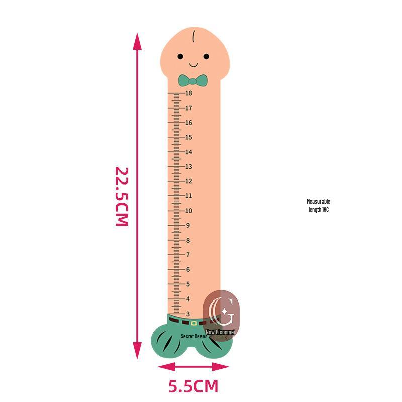 Private Cartoon Penis Measuring Tool: Length, Thickness, and Diameter Comparison Ruler for Reproductive Health