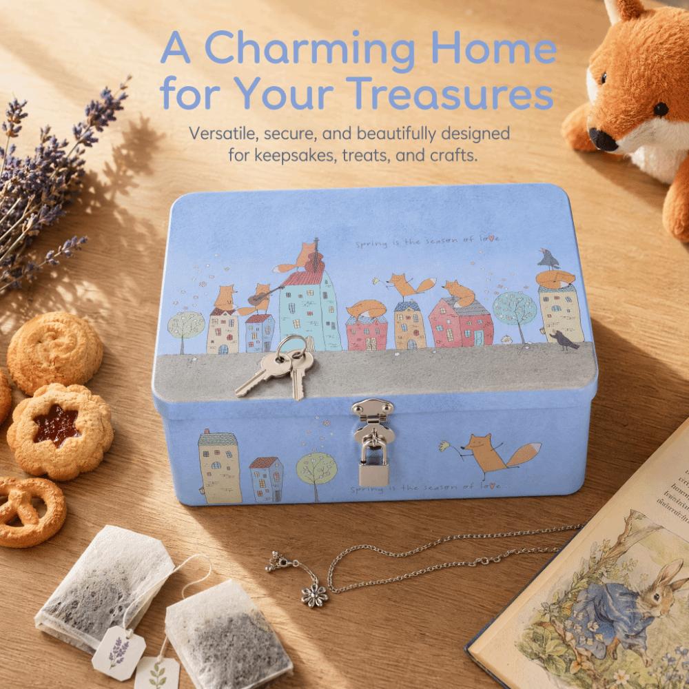 Square Tinplate Storage Box Large Capacity Storage Box With Lock  For Home Kitchen