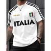T-shirt da uomo girocollo con stampa "ITALIA" morbida e traspirante adatta per sport all'aperto abbigliamento casual e celebrazioni festive