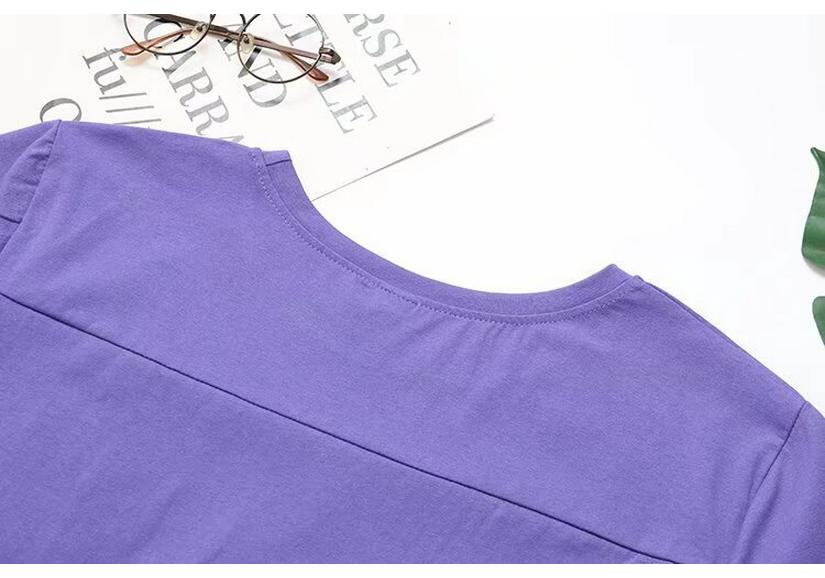 2021 Plus Size Summer Short Sleeve Women's Drawstring Irregular T-shirt, Slimming Design for 200 Jin 464