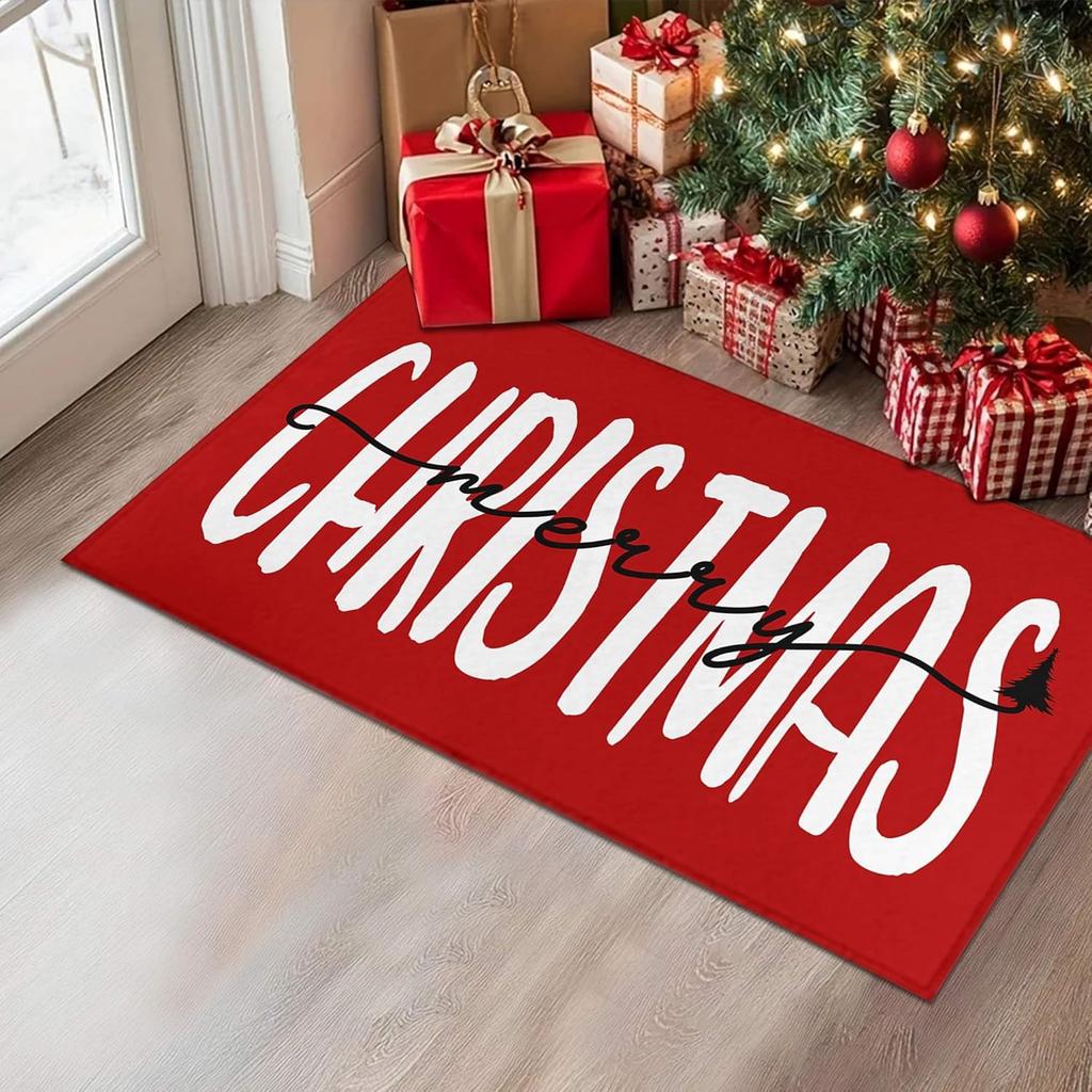 VIAMA Christmas Tree Welcome Doormat Kitchen Laundry Floor Mats Indoor Outdoor Entrance Rugs Festive Home Decoration