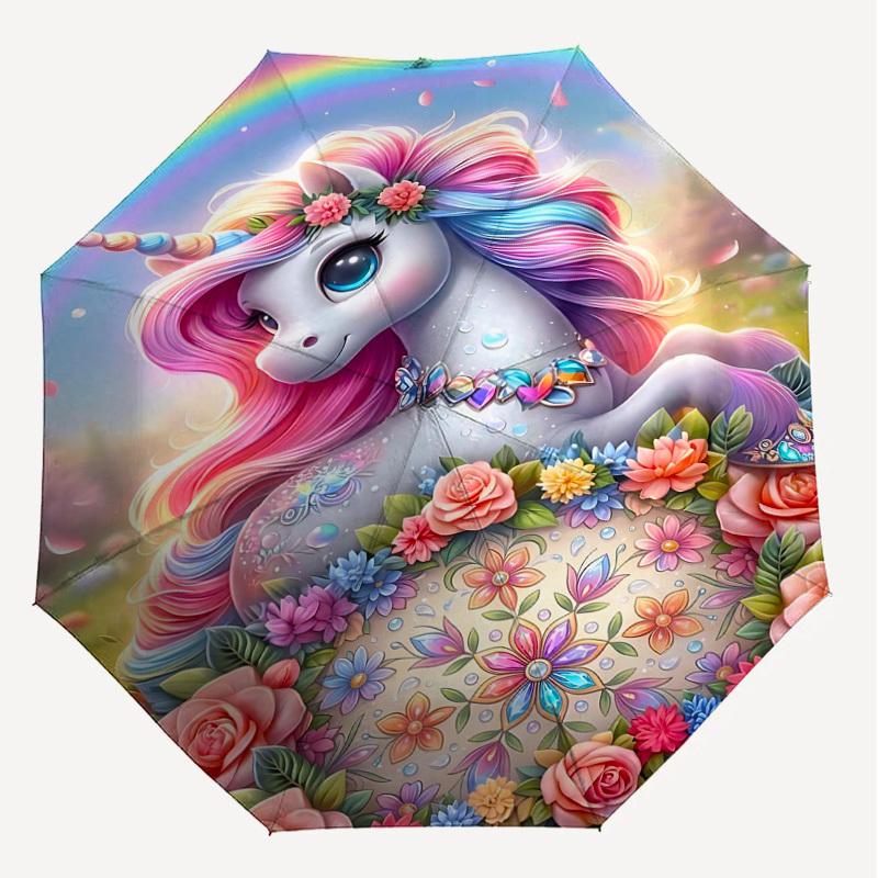 1PC Unicorn Umbrella-8-Rib Reinforced, Automatic Open, Lightweight & Durable, Fashion Accessory for Outdoor, H0411