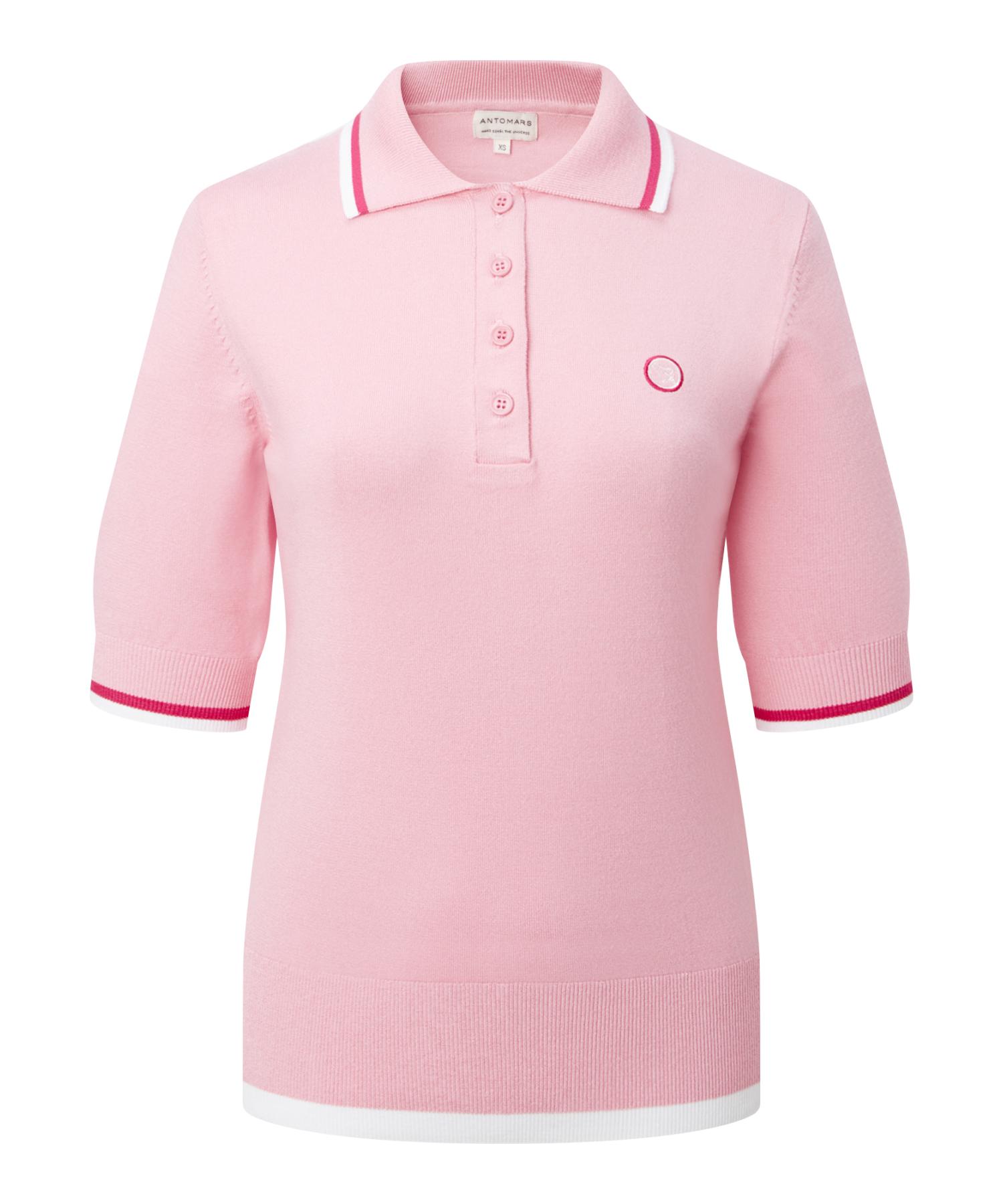 Antomas Circle Spaceship Logo Knit Polo Women - Pink Xs