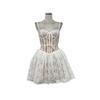 Sweet & Spicy Lace Waist-Cinched Puffy Strap Mini Dress for Parties - Autumn/Summer