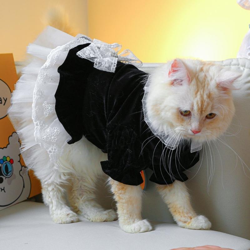 Dog Costume Dress Cat Clothes Cute Clothing Outfits Small Animal Lace Decors Apparel for Girl Cat Puppies Small Dogs
