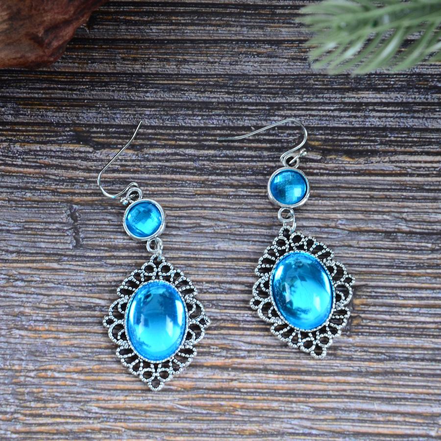 Stylish Bohemian Blue Pendant Ethnic Exotic Gemstone Earrings
