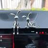 Cartoon Rabbit Decorative Ornaments Long Eared Rabbit Eco-friendly Plastic Car Interior Decoration Cute Electroplating