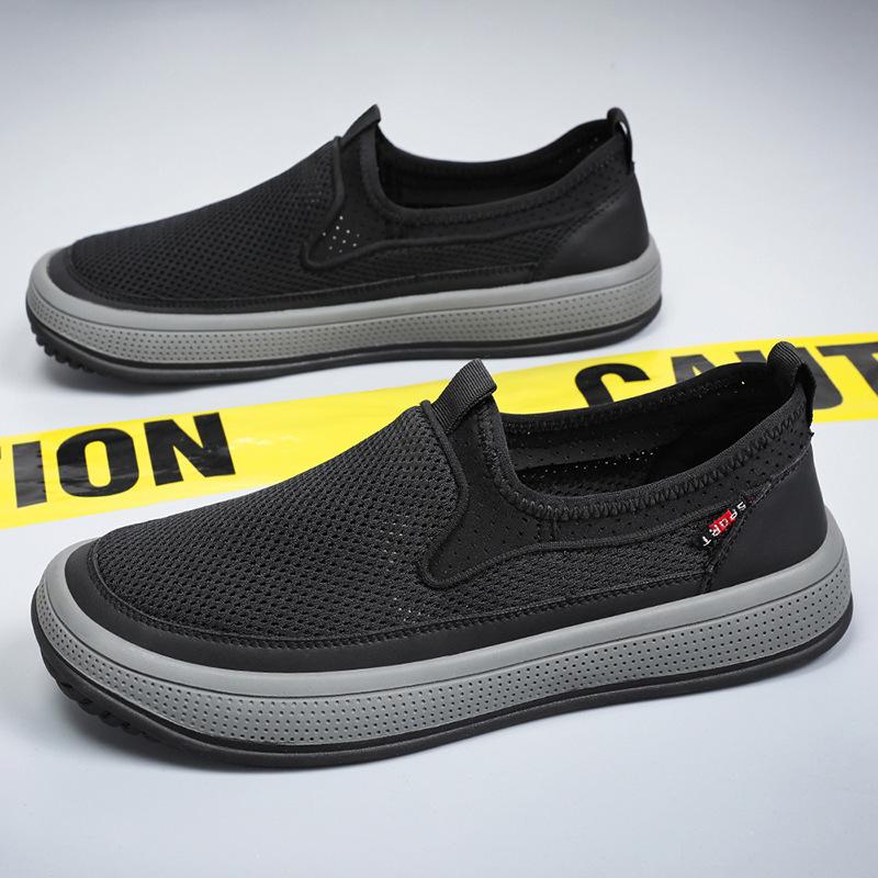 Men's shoes net shoes 2025 summer new solid color versatile single shoes breathable soft sole light casual shoes men