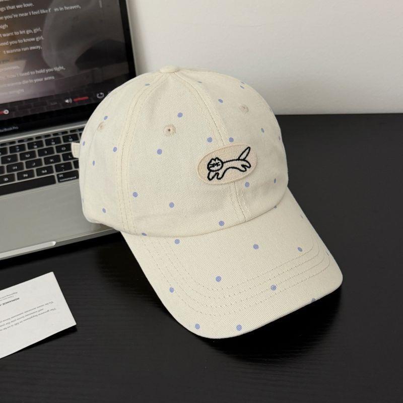 Korean Ins Cute Polka Dot Kitten Baseball Cap Children Spring And Summer Versatile Wide Brim Sunshade Sports Hat