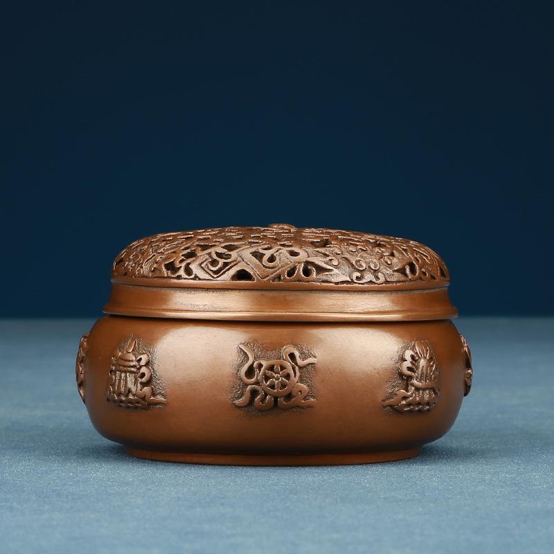 Decoration Red Copper Crafts Utensils Eight Treasures Incense Burner