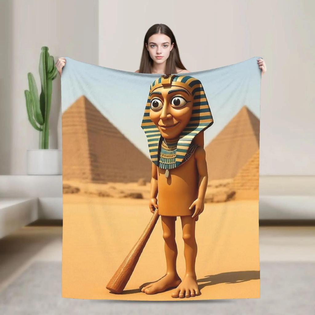 Soft Blanket for Adults Cartoon Shark with Blue Shoes Camping Throw Bedding Sofa Cover Trendy Street Design