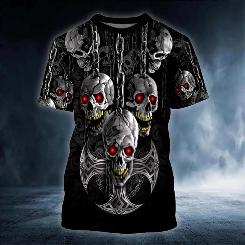

Men s Graphic Skull T Shirt Short Sleeve T shirt 3D Print Crew Neck Shirt Daily Designer Retro Vintage Sports Outdoor Holiday XL