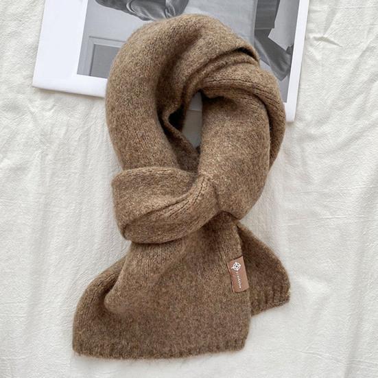 Winter Scarf Windproof Solid Color Soft Thick Knitting Keep Warm Cozy Unisex Korean Style Men Scarf for Outdoor