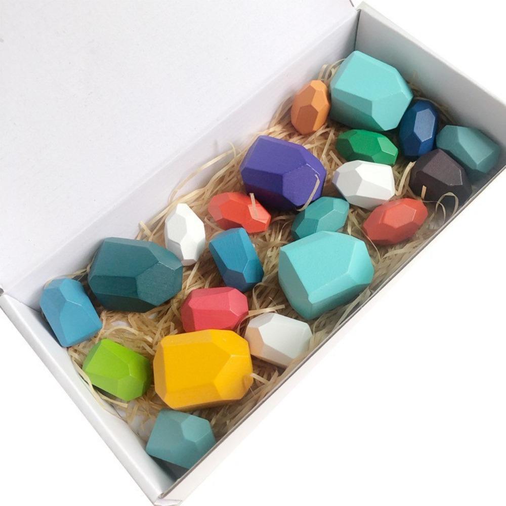 Wooden children's Nordic ins wind colored stone stacking music boys and girls indoor ornaments early education educational toys