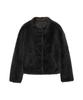 Leftseoul Real Lambskin Collarless Fur Jacket [Charcoal]