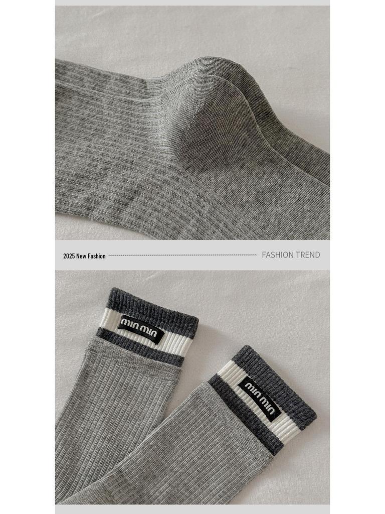 Women's Mid-Calf Cotton Scrunch Socks - Ballet Style Japanese Miu, Versatile for Autumn/Winter