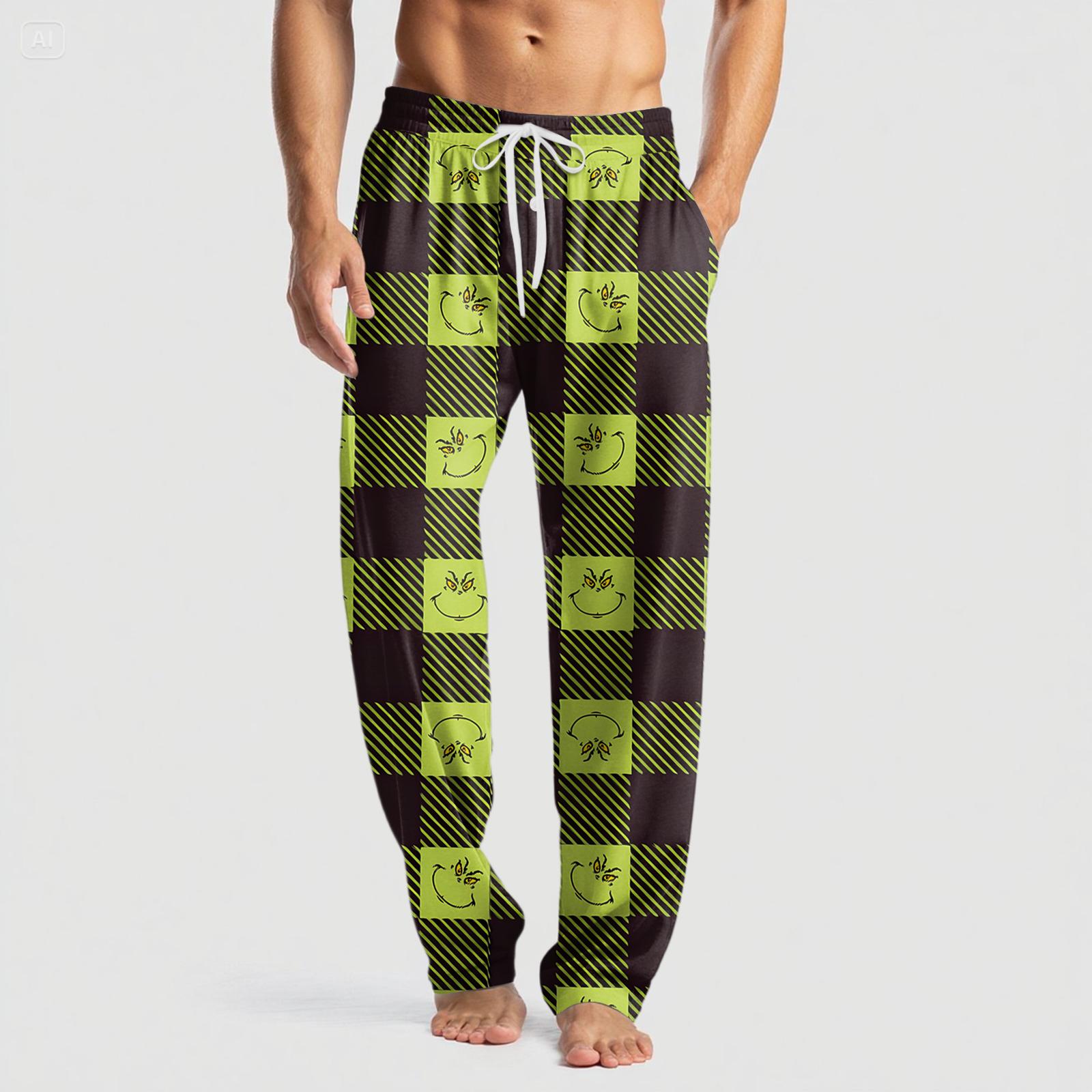 

Мужские вязаные модные брюки с принтом, карманами, повседневные, пижамные L зелёный